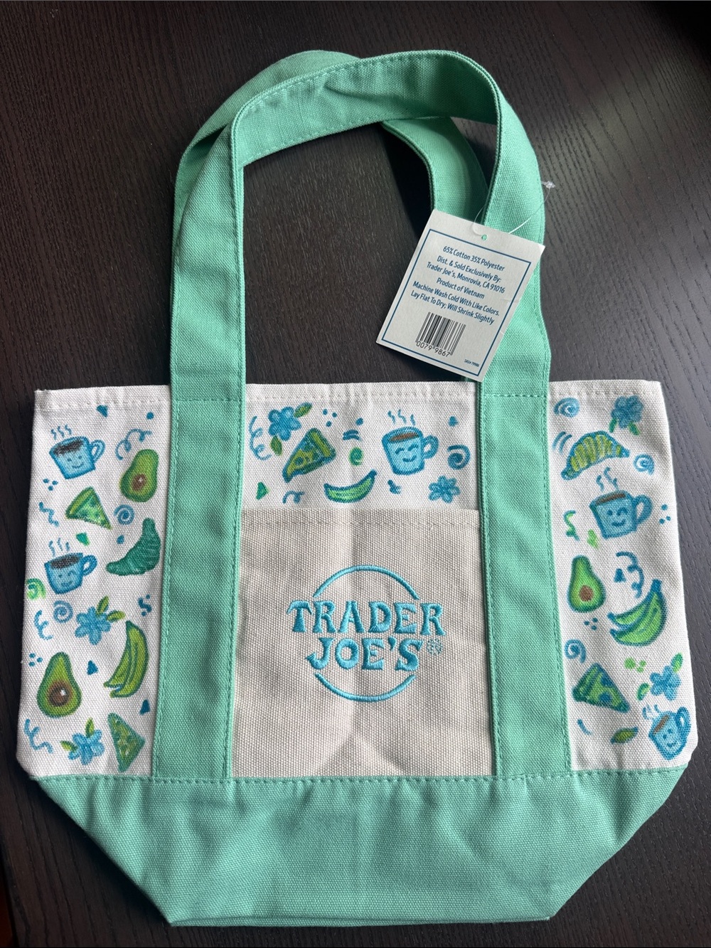 Trader Joe's Mint Green Canvas Tote Bag